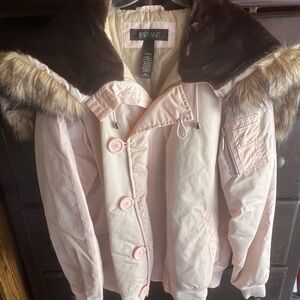 Lane Bryant Pink Bomber – Faux Fur Trim & Bold Winter Look